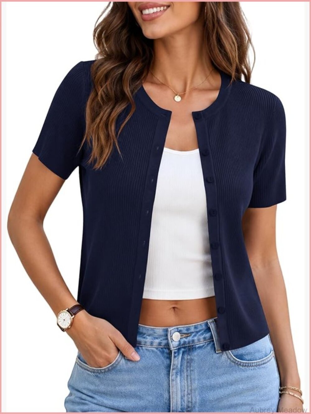 Short Sleeve Cardigan Women Summer Lightweight Knit Button Down Y2K Top